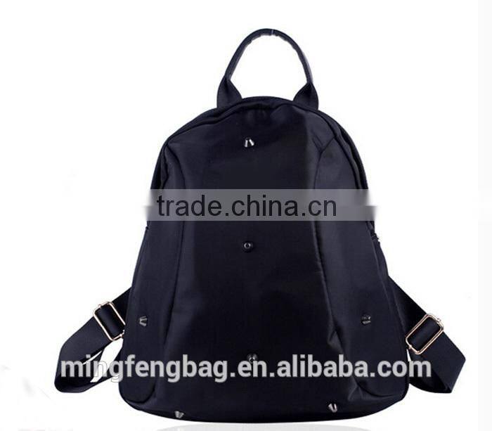 Custom Fashionable Black Canvas Tote and Shoulders Girls Backpack Bag