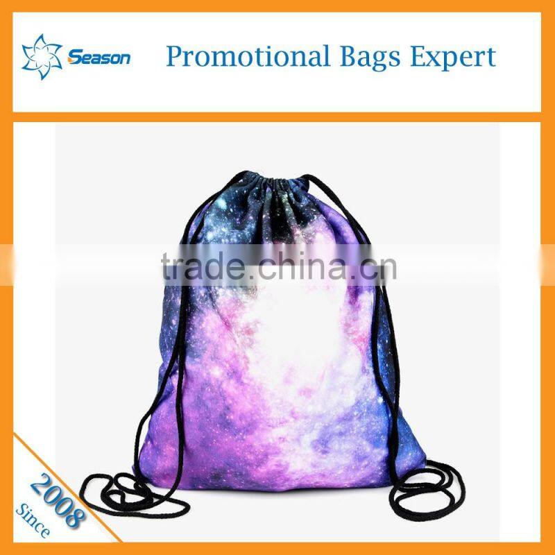 Starry sky travel bag drawstring backpack foldable polyester shopping bag