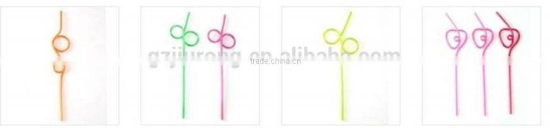 Disposable plastic straw with different colors curly drinking straws