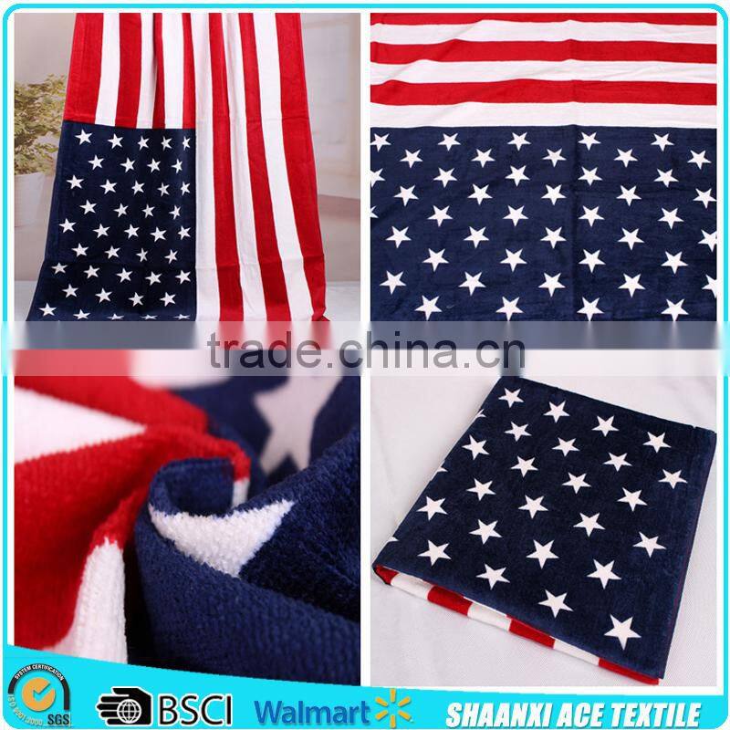 2015 super fashion Customized star printed flag beach towel