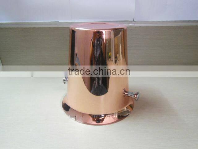 Stainless steel cocktail ice bucket with lugs finished in coppler plated
