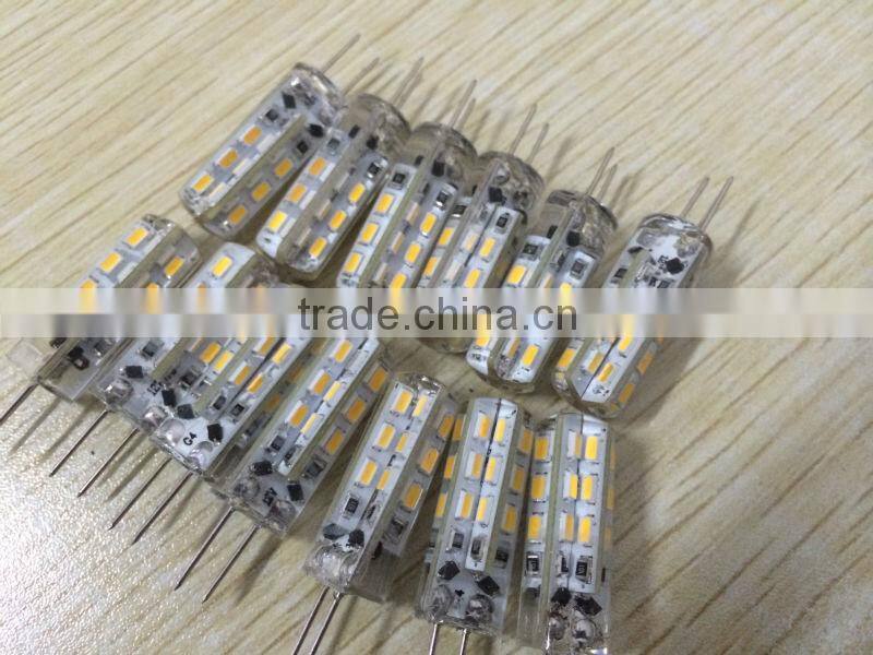 2014 hot selling!!! 10-12lm 48smd 3014 12v ac/dc current silicone G4 led light CE for Europe