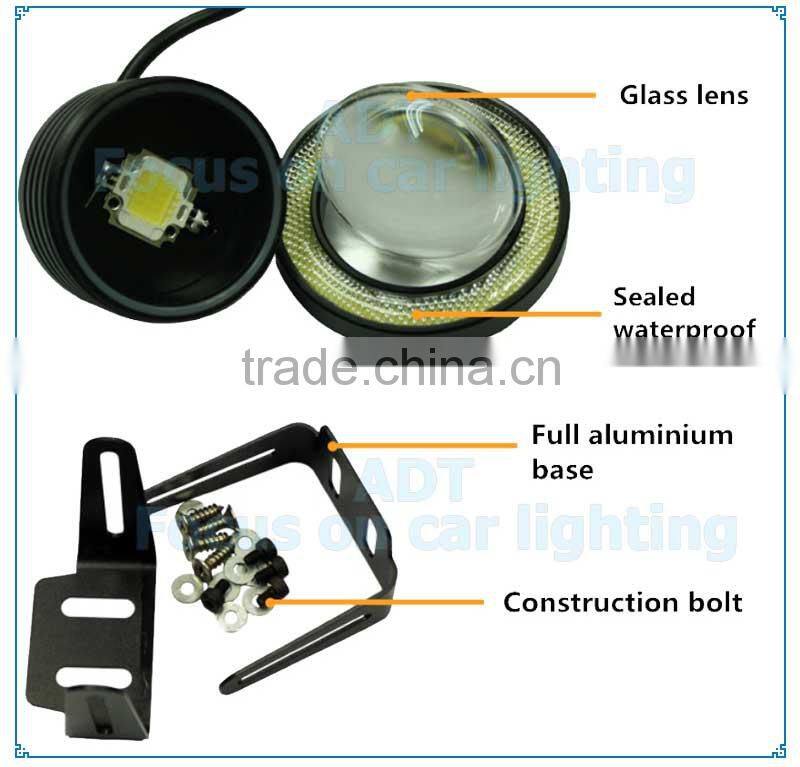 3 inch COB 10W LED Fog Lights with Blue COB Halo Angel Eye Rings Car DRL