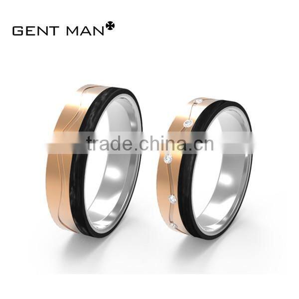 china jewelry gold solid carbon fiber couple ring 925 silver wedding bands wedding rings set for couples