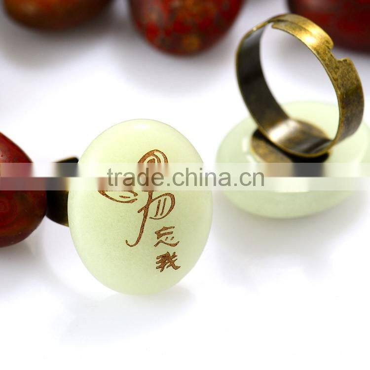 Alibaba china supplier current stone pendant ring jewelry wholesale unique bronze rings with OEM letter