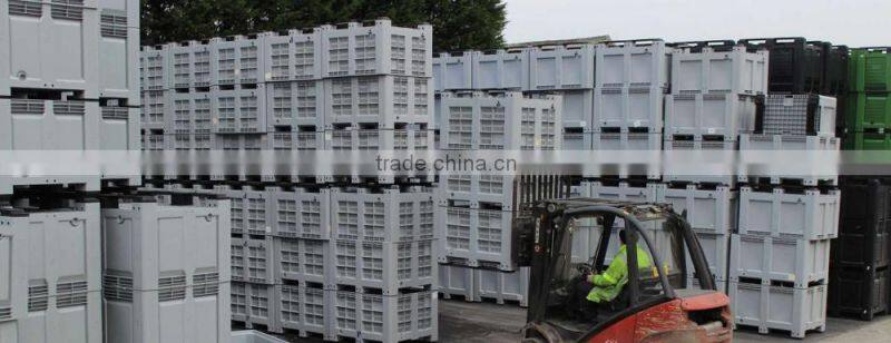 HDPE recyclable moving plastic pallet box with wheels