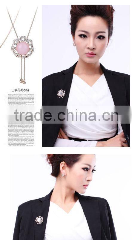 OUXI pink opal flower 60061 crystal rhinestones high heel shoe brooch pin 60061