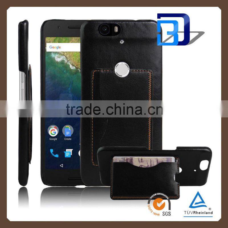 Ultra High Quality flip premium leather kickstand card pocket on back cover For Google Nexus 6P PU Leather case