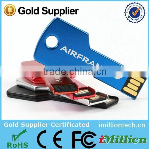 Hot Sale Free Sample 8gb gold key usb stick for Promotional Gift