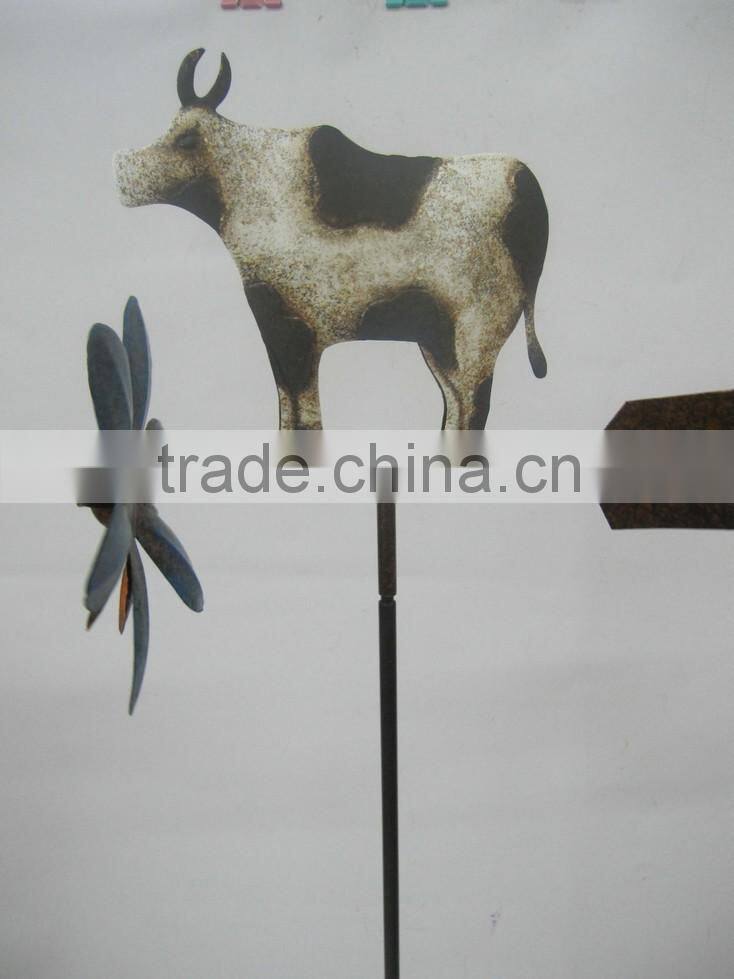 wholesale decorative metal garden bicycle stake windmill