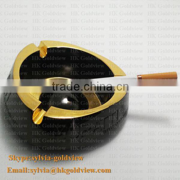 2014 new design emboss gold plating metal ashtray made in china,Antique colourful Plating Alloy Ashtray