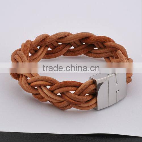 Stainless Steel Wholesale Accessory Leather Bracelet(GB10419)