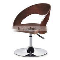 Inspired Lounge Chair + Ottoman Walnut Veneer Black Italian Leather #HY2112