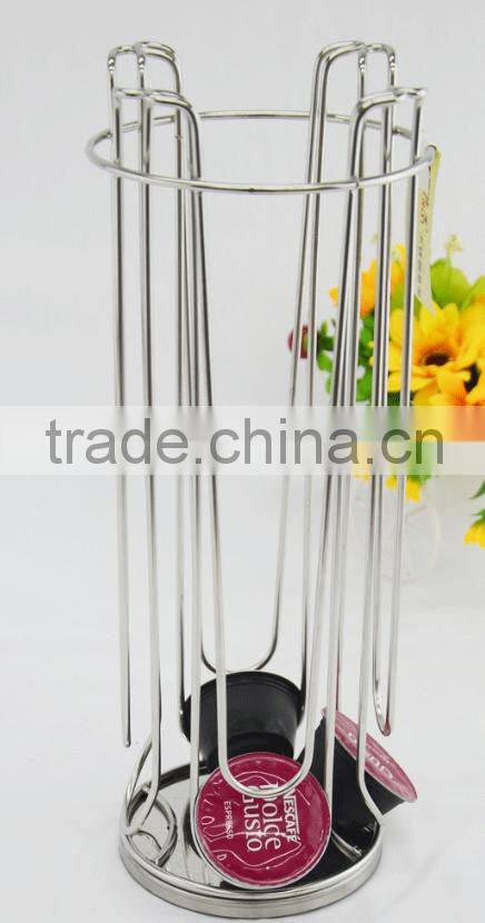 Customized wall mounted Stainless Steel Coffee Capsule Holder 24 pod storage