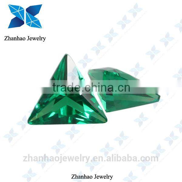 Green triangle natural glowing stone for jewelry making
