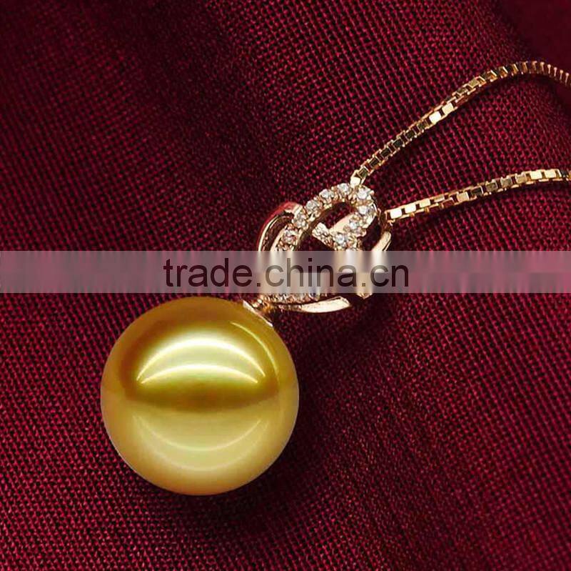 10mm AAA south sea pearl gold pendant