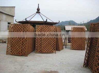 Three tiers natural wooden flower stand