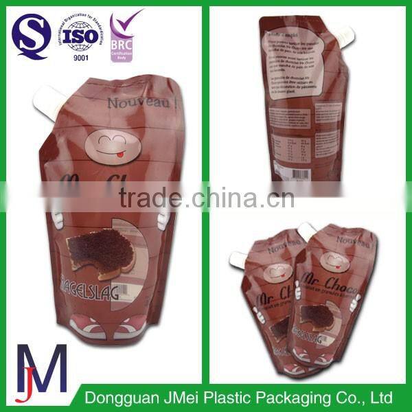 custom print stand up pouch with spout for juice milk packaging