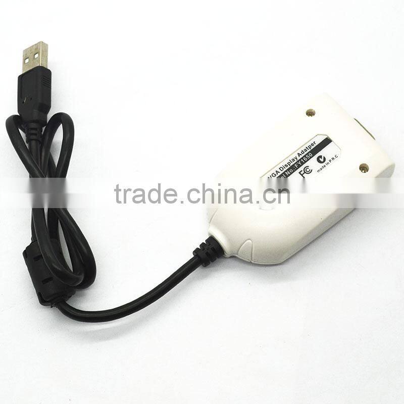 White color cable usb male to female vga adapter