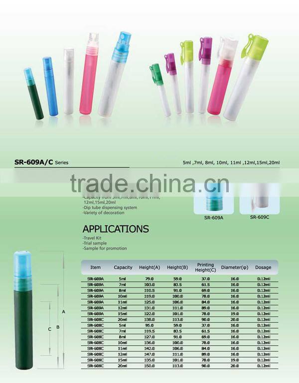 Travel size perfume plastic 10ml spray bottle