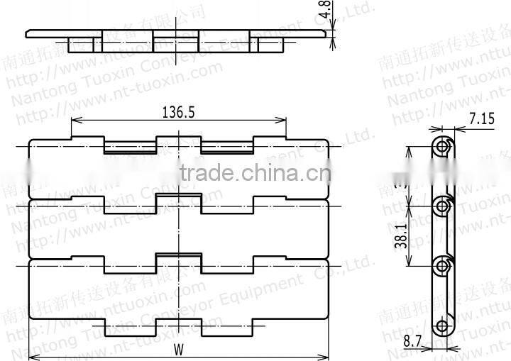 821 Straight Run Thermoplastic Tabletop Chain