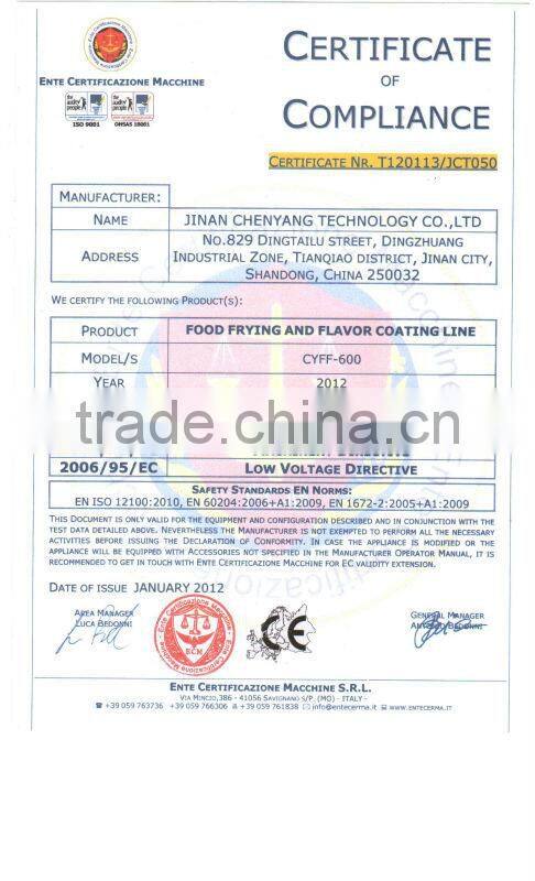 CE fried snack food making machine/ CE approved frier machine