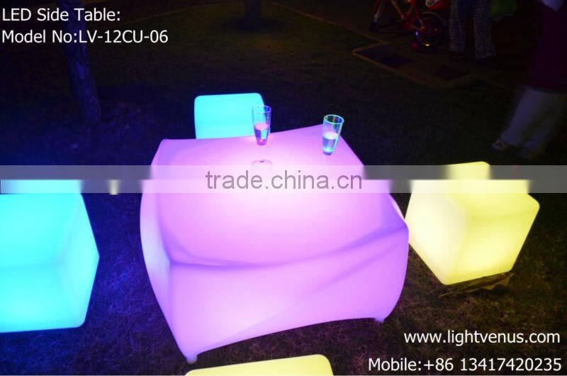 PE materials rechargeable remoted controled decorative led table for bar or restaurant