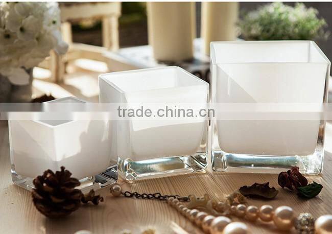 New design wedding table floral ornaments square glass vase