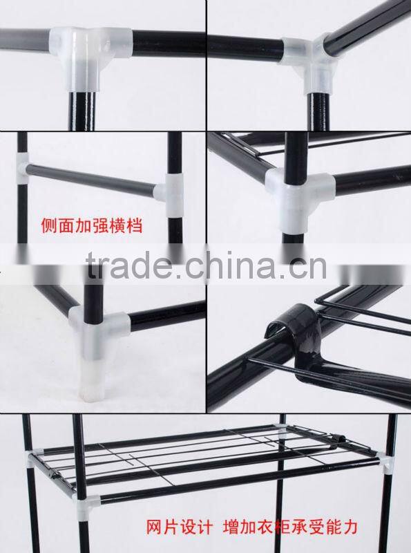 Double Canvas effect Wardrobe Clothes Rail Storage in Beige New Robust Model by Designer