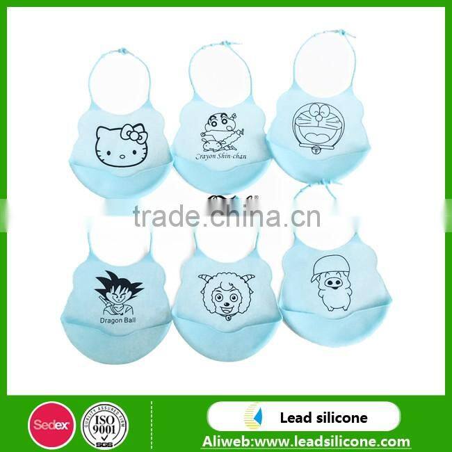 FDA Colorful Cartoon Washable Waterproof Baby Bibs Feeding Kids Bibs