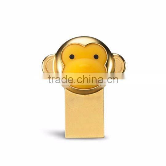 high quality golden monkey shape USB flash drive, mini cartoon USB stick