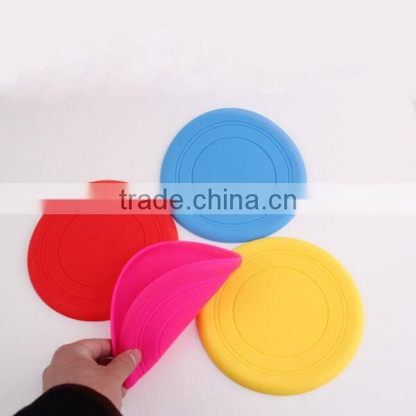 Promotional Colorful Foldable Silicone Toys Soft Frisbee / Flying Disk / Flyer For Dog