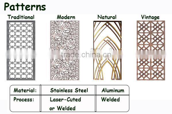 2015 Hot Sale Decorative Stainless Steel Folding Dressing Room Partition