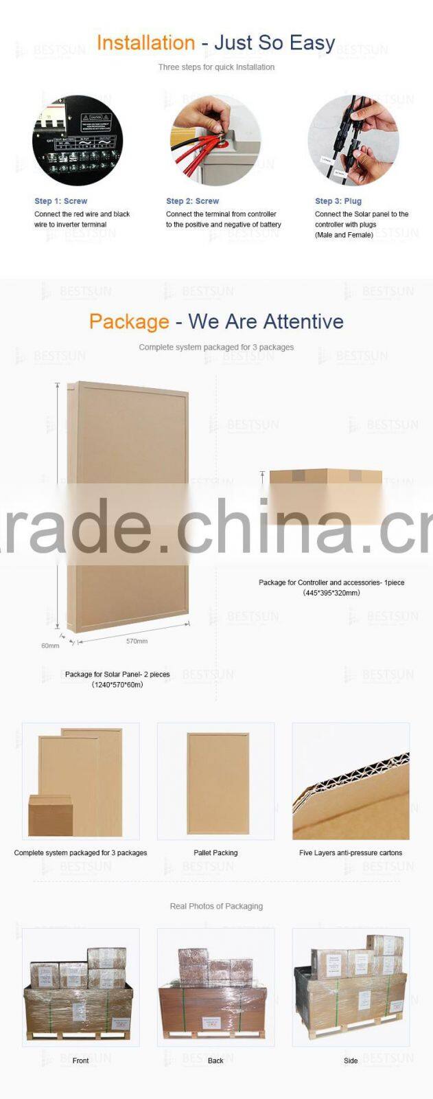 BESTSUN BFS-300W monocrystalline solar panel for off grid solar panel system