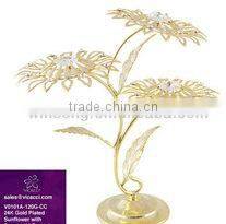24K Gold Plated Decorative Sunflower with Crystals from Swarovski