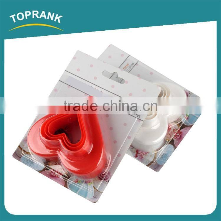 Toprank Custom 3D Cookie Tools 3pcs Heart Shaped Cookies Baking Mould Mini Sandwich Cutter Plastic Biscuit Cutter Cookie Cutter