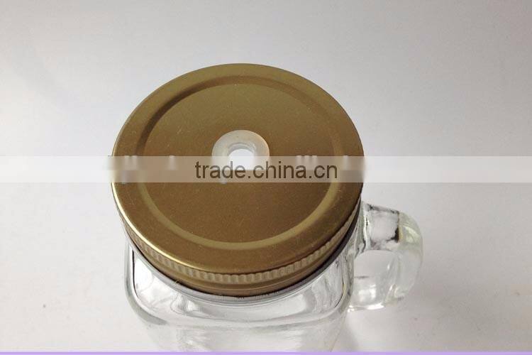 16oz empty glass jar with metal golden copper cap