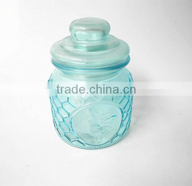 turquoise glass oul food grade container with glass seal lid