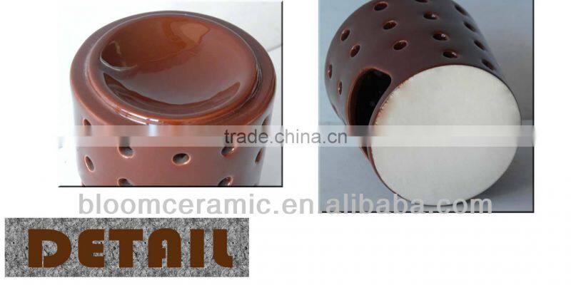 Brown ceramic handmade oil burner