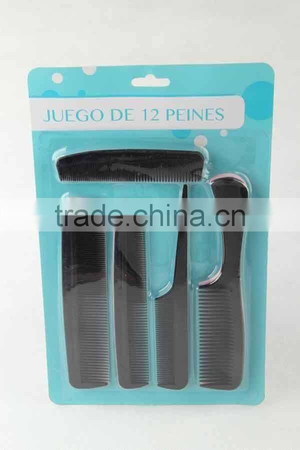 12PC Combined type double color plastic comb set/hair brush