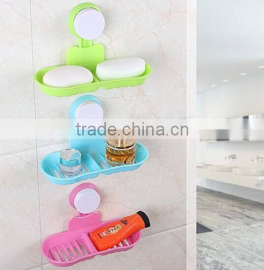 bathroom Adhesive storage rack with suckers/plastic soap holders strainer
