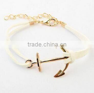 bracelet women 2017 leather bracelet anchor bracelet