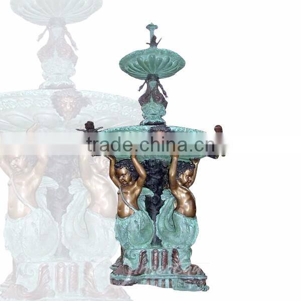 outdoor garden decoration metal craft bronze cherub fountain