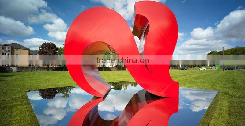 outdoor garden modern stainless steel two heart love sculpture