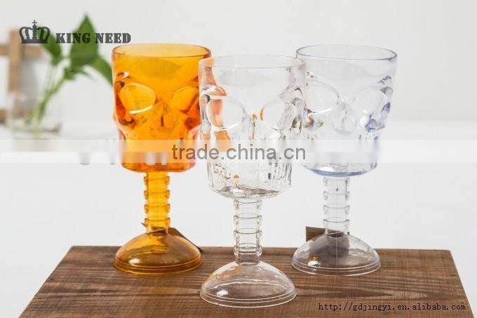 Halloween plastic 350ml LED light skull mugs cup for party decoration