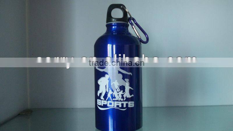 500ml with heat transfer logo and carabiner lid for aluminum sport water bottles