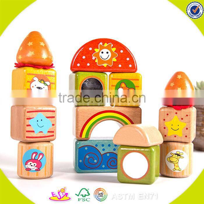Wholesale simple style wooden geometric building blocks hottest geometric building blocks toy W13A015