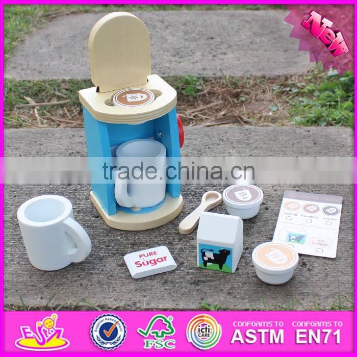 2016 new design simulation home play mini wooden kids coffee maker W10D147
