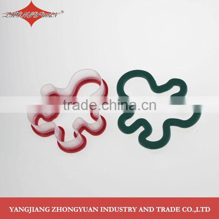 Ginger man shape plastic cookie cutter with TPR grip