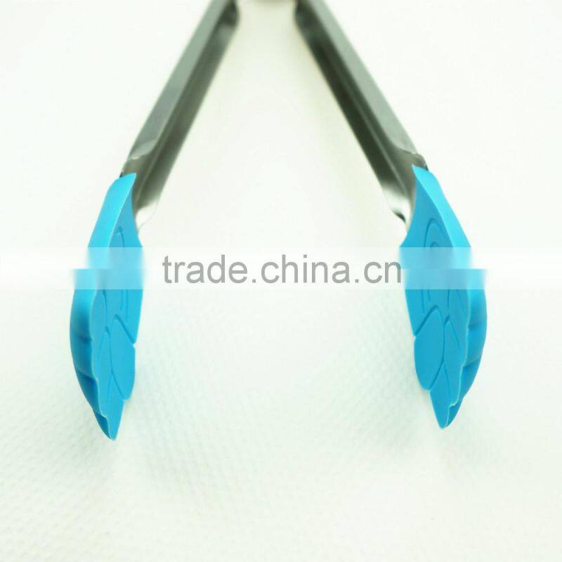 14026 Hand Shape Silicone Kitchen and Barbecue Grill Tongs Cooking Stainless Steel Handle Food Tong